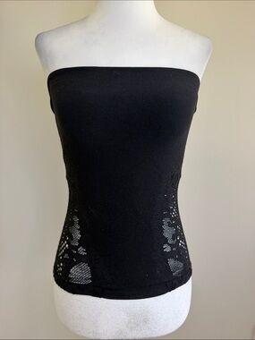Free People Strapless Lace-Panel Tube Top - Black Sz Xs